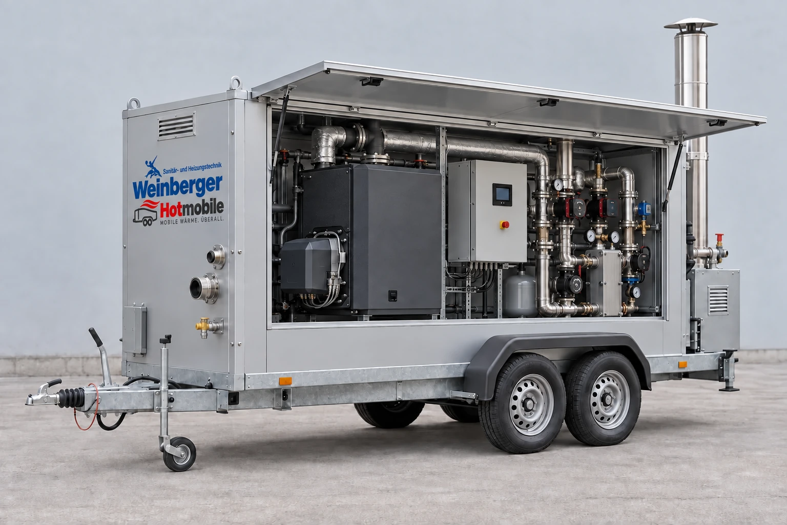 Dieselbe Heizzentrale mit geöffneter Serviceklappe